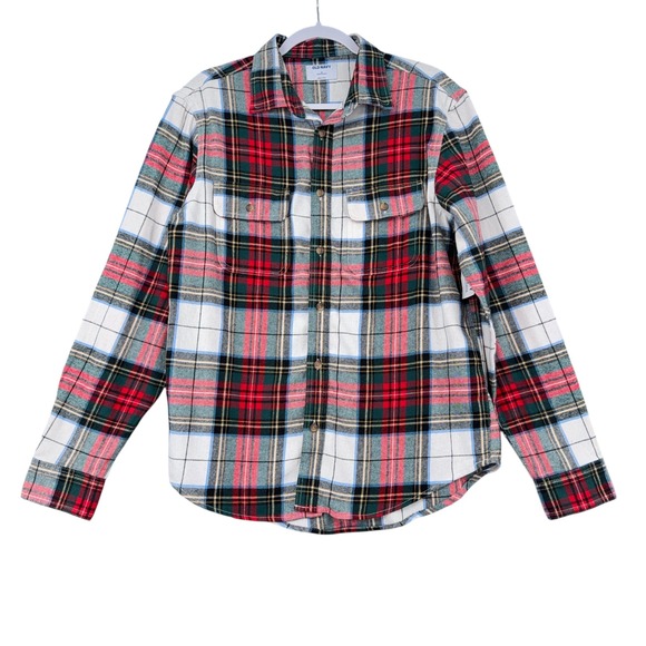 Old Navy Tops - Old Navy Women's Plaid Flannel Shirt Double Brushed Red Green White M